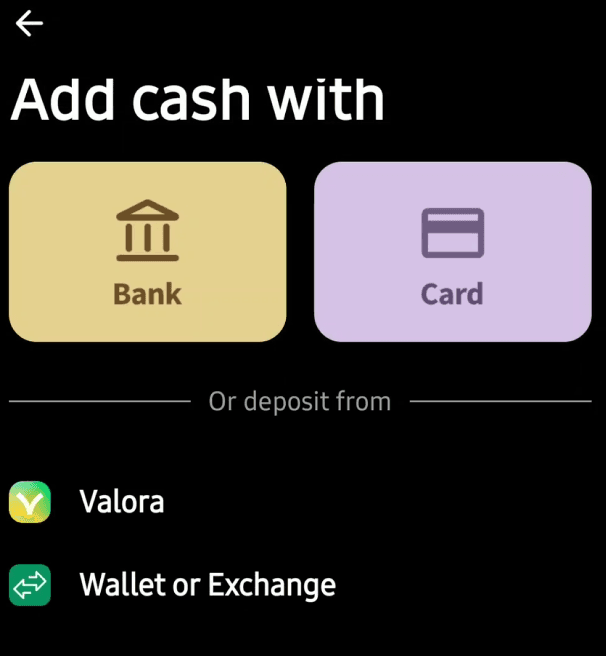 Add cash MiniPay Mento